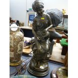 LARGE METAL FIGURE OF WOMAN POURING JUG H: 25"