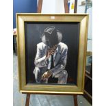 SMOKING UNDER THE LIGHT WITH WHITE SUIT LIMITED EDITION PRINT BY FABIAN PEREZ 5/195 28" X 22"