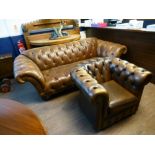BUTTON BACK SETTEE AND ARM CHAIR