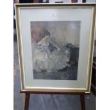 WILLIAM RUSSEL FLINT PRINT OF LADY 22" X 17"