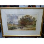 WATERCOLOUR OF COUNTRY SCENE BY A. VICKERS 11.75" X 19.5"