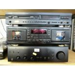YAMAHA MINIDISC RECORDER MDX-596, DENON DOUBLE CASSETTE DECK DRW-580 AND PIONEER STEREO AMPLIFIER