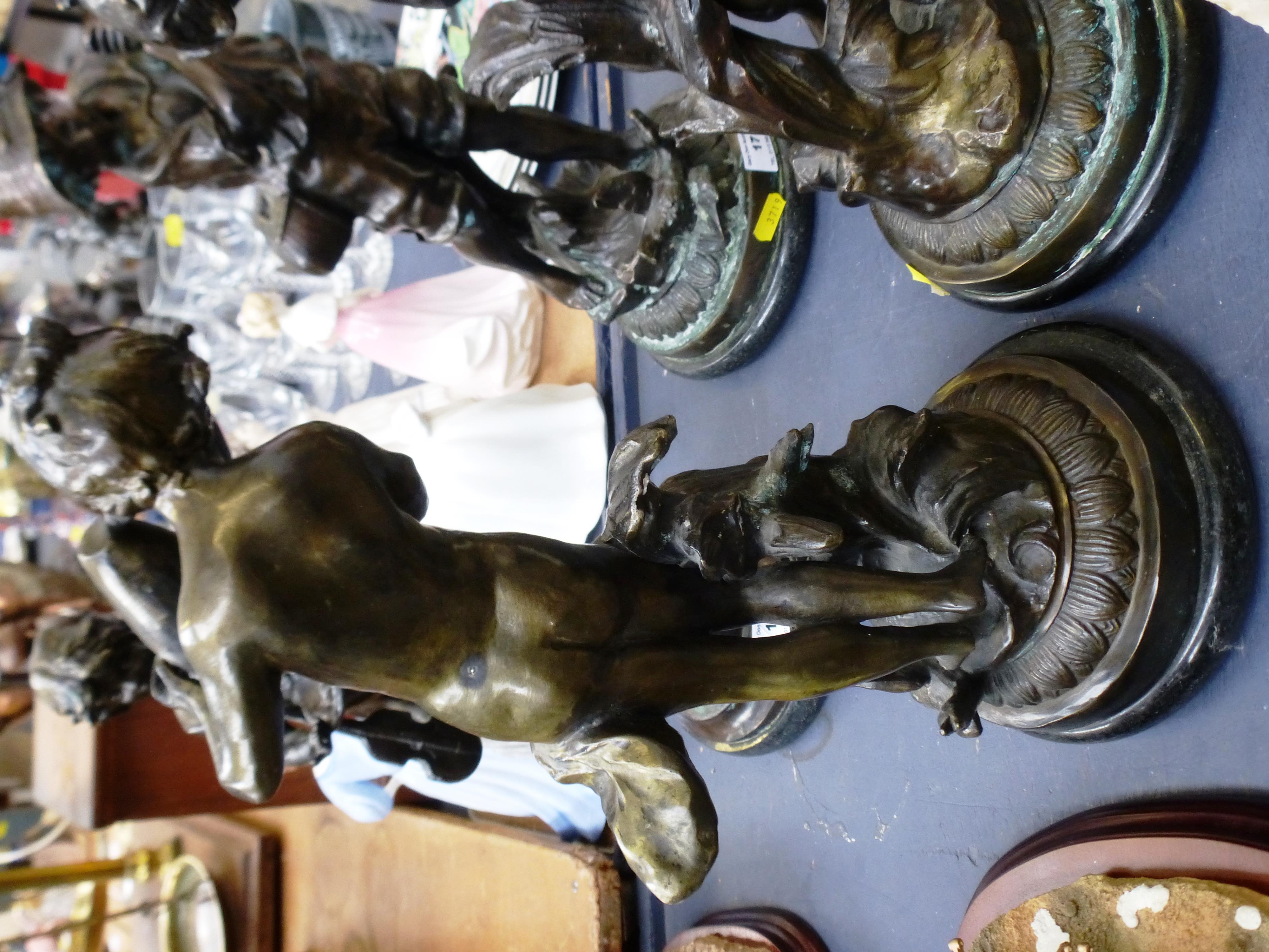 PAIR OF BRONZE FIGURES H:16.5" - Image 7 of 9