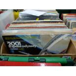 BOX OF APPROX 40 12" RECORDS, MOSTLY SOUNDTRACKS AND 5 7" RECORDS