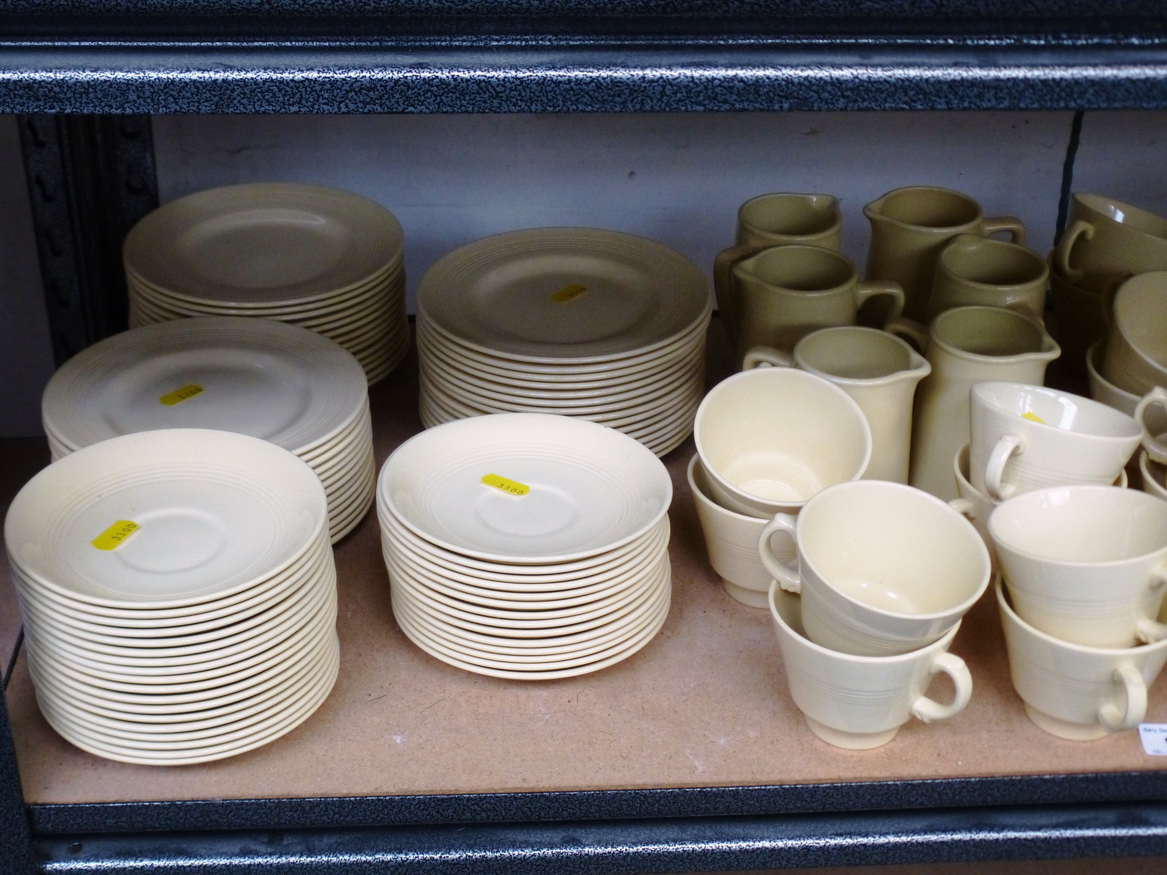 APPROX 110 PIECE WOOD'S WARE JASMINE TEA SET AND 6 ROYAL FALCON WARE JUGS - Image 4 of 7