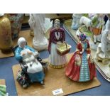 3 MIXED FIGURES - PARAGON LADY MELANIE, ROYAL DOULTON NANNY HN 2221 AND COALPORT THE APPLE WOMAN