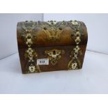 DECORATED WOODEN TEA CADDY 5.5" X 7.5" X 4.25"