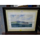 WATERCOLOUR OF KESTREL DEVONPORT FERRY SIGNED SUSAN WORTHINGTON 1994 9.5" X 14.25"