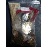 BAG OF ASSORTED UK AND FOREIGN COINS AND BANK NOTES INCLUDING 17 CROWNS