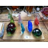 6 GLASS ANIMAL FIGURES/PAPERWEIGHTS