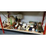 ASSORTED CHINA, WOODWARE AND OTHER ITEMS INCLUDINGBAROMETER, DOMINOES, VASES, JUGS, CLOCK, ROYAL