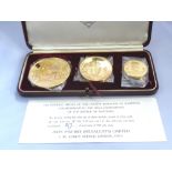 SET OF 3 22K GOLD MEDALS JOHN PINCHES LONDON 1966, EACH NUMBERED 97, THE OFFICIAL MEDAL OF THE