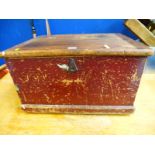 WOODEN TOOL BOX WITH ASSORTED WOODWORKING TOOLS INCLUDING PLANES, CHISELS, FILES, DRILL BITS ETC 15"