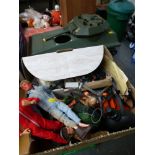 BOX OF ASSORTED ACTION MAN FIGURES AND ACCESSORIES AND A TANK
