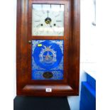 WALL CLOCK WITH PAINTED GLASS 26" X 15" X 4"