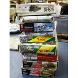 9 BOXED MODEL KITS - TRISTAR, ICM, ITALERI, HOBBY CRAFT, LINDBERG AND ALAN