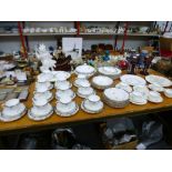 74 PIECE WEDGWOOD CHARTLEY TEA AND DINNER SERVICE AND 15 PIECE MINTON CHEVIOT TEASET