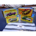 4 BOXED MATCHBOX VEHICLES - 1 MOD ROD, 50 KENNEL TRUCK, 51 8 WHEEL TIPPER AND 68 PORSCHE 910