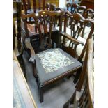 EMBROIDED SEATED CARVER CHAIR