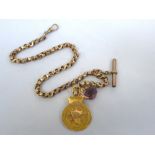 9K GOLD FOB CHAIN WITH 2 FOBS APPROX W: 35G