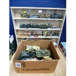 DISPLAY CASE WITH ASSORTED LOOSE MODELS AND A BOX OF LOOSE MODELS