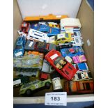 BOX OF ASSORTED VEHICLES INCLUDING CORGI, BURAGO, MATCHBOX ETC