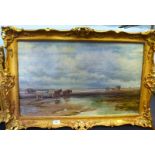 OIL PAINTING OF A COASTAL SCENE BY J.W.L. ASHE 15.25" X 25.75"