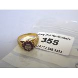 18K GOLD RED AND WHITE STONE RING SIZE L W: 4G