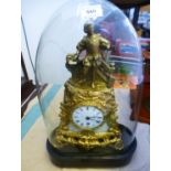 GILT MANTLE CLOCK WITH DOME 18.5" X 12" X 6"