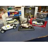 REMOTE CONTROL CROSS BIKE, 5 BOXED VEHICLES AND BURAGO MERCEDES BENZ