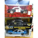 3 BOXED POLICE CARS - AMERICAN MUSCLE, MIRA AND UT MODELS