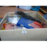 BOX OF ASSORTED MODEL RAILWAY TRACK AND ACCESSORIES