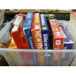BOX OF ASSORTED BOARD GAMES INCLUDING GAME OF DRACULA, CONCORDE AND SIX MILLION DOLLAR MAN