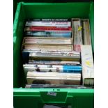 BOX OF ASSORTED MILITARY BOOKS INCLUDING MEN AT ARMS, AIRFIX MAGAZINES, SOVIET AIR FORCE ETC