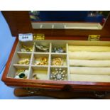 JEWELLERY BOX WITH ASSORTED COSTUME JEWELLERY