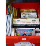 BOX OF ASSORTED MILITARY BOOKS INCLUDING TANKS ILLUSTRATED, UNIFORMS, TANKS ETC