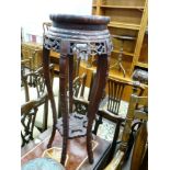 MARBLE TOP CARVED PLANTSTAND