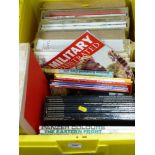 BOX OF ASSORTED MILITARY BOOKS AND MAGAZINES INCLUDING MACDONALD AND JANE'S, PANZER COLOURS,