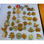 BAG OF ASSORTED CAP BADGES AND MEDALLIONS