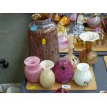 7 ASSORTED GLASS VASES INCLUDING MTARFA, MALTA GLASS AND CASA