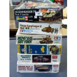 6 BOXED MODEL KITS - ACADEMY, TAMIYA, REVELL AND ITALERI