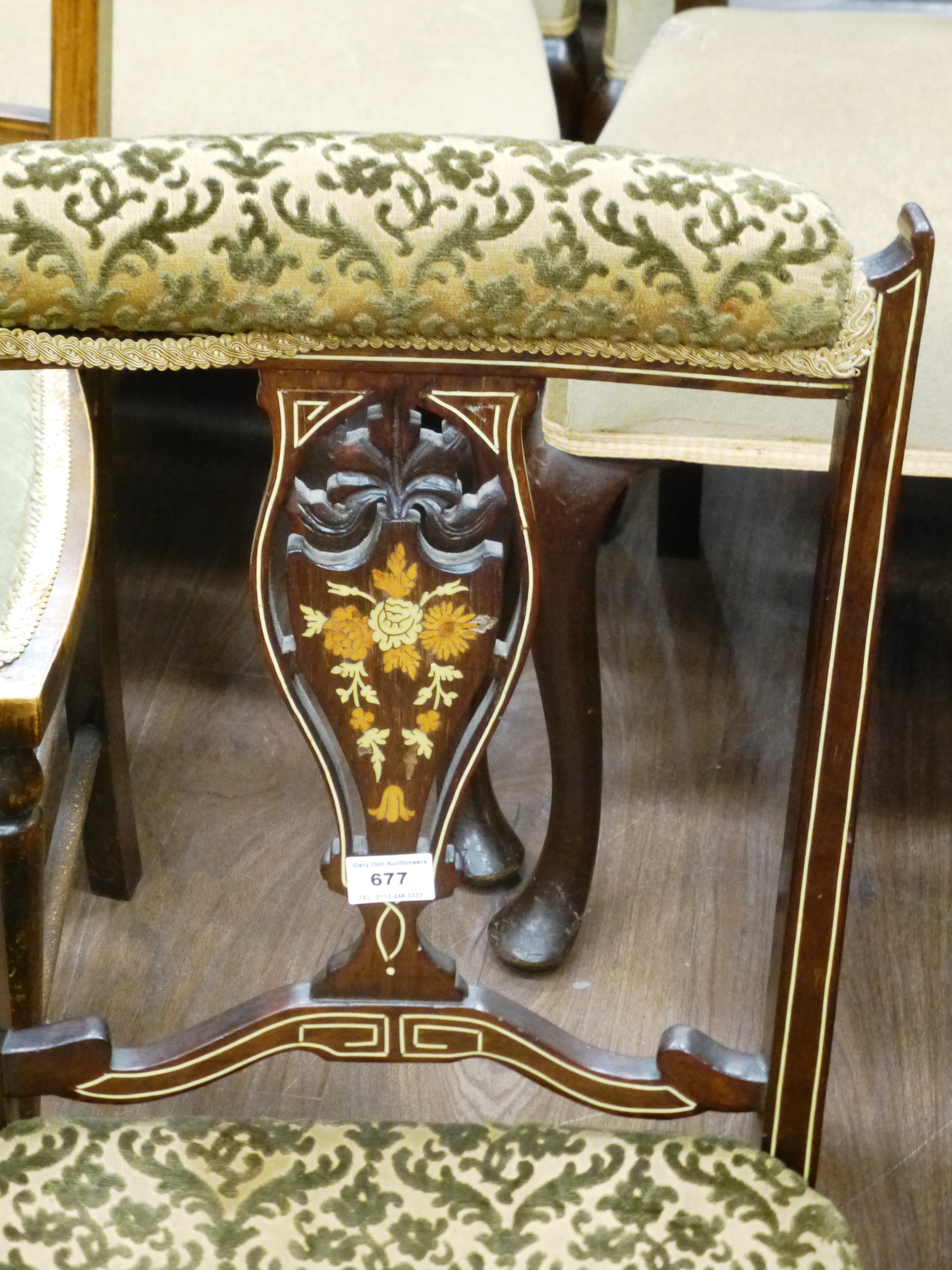 INLAID BEDROOM CHAIR - Image 3 of 4