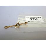 9K GOLD PIN BROOCH W: 1.1G