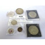 7 MIXED COINS INCLUDING CHARLES IIII 1795 2R AND 3 HALF CROWNS
