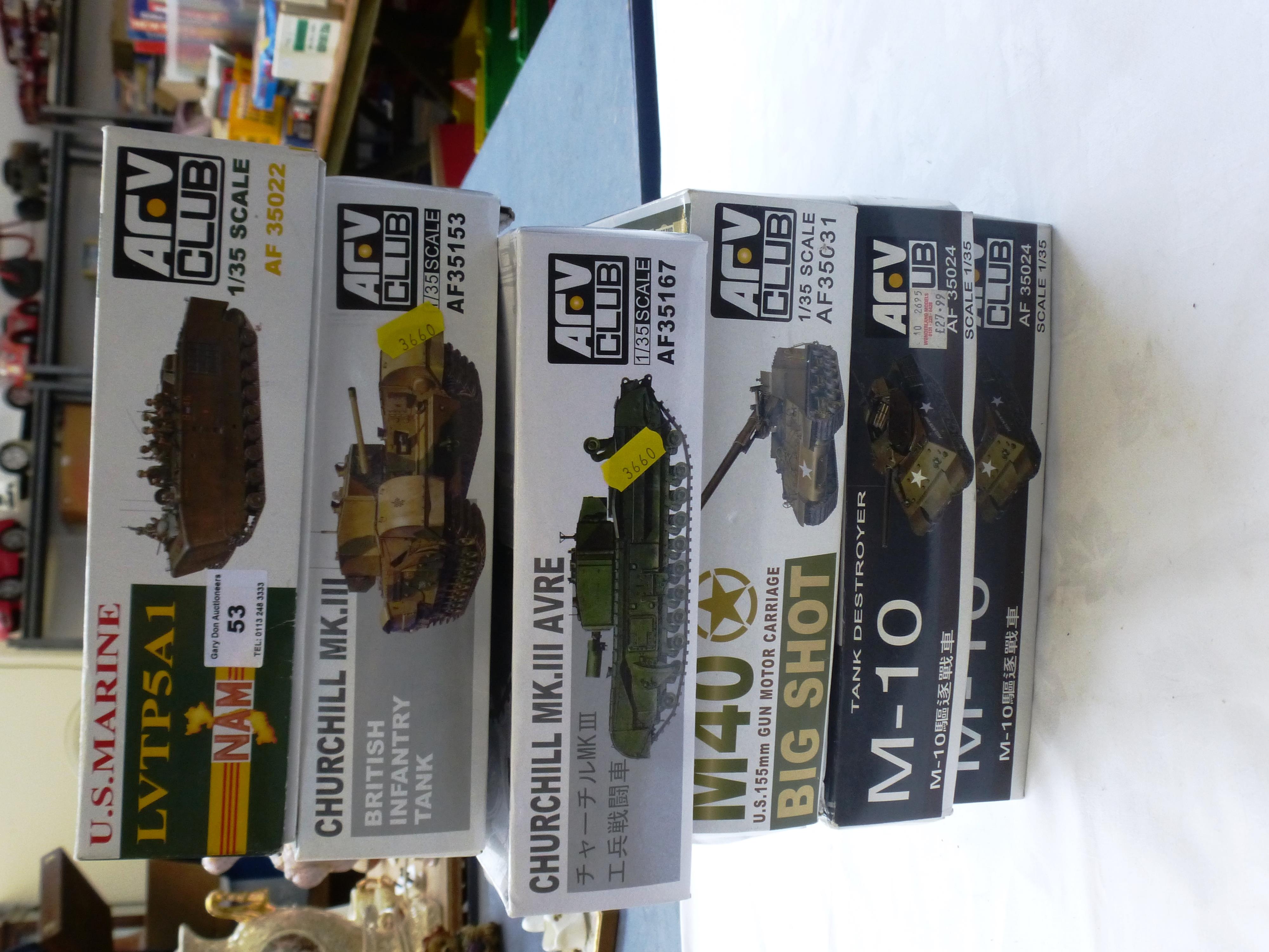 6 BOXED AFV CLUB MODEL KITS