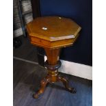 CARVED OCTAGONAL SEWING TABLE