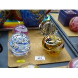 4 ASSORTED PAPERWEIGHTS INCLUDING LANGHAM GLASS AND EREDALE GLASS