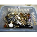 BOX OF ASSORTED COSTUME JEWELLERY AND WATCHES