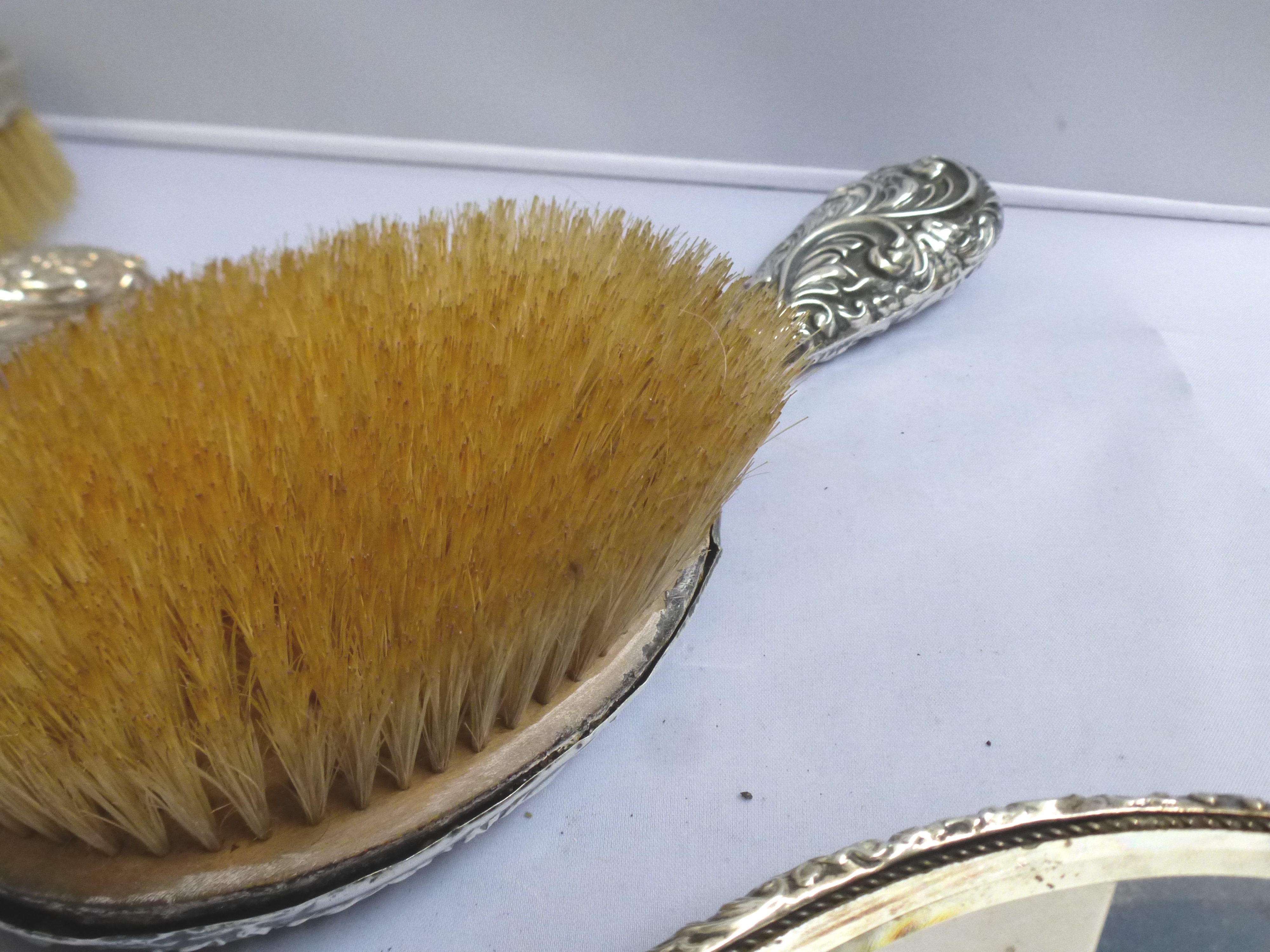 4 SILVER BACK BRUSHES AND A SILVER MIRROR - Image 11 of 14