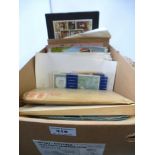 BOX OF ASSORTED FIRST DAY COVERS AND USED STAMPS